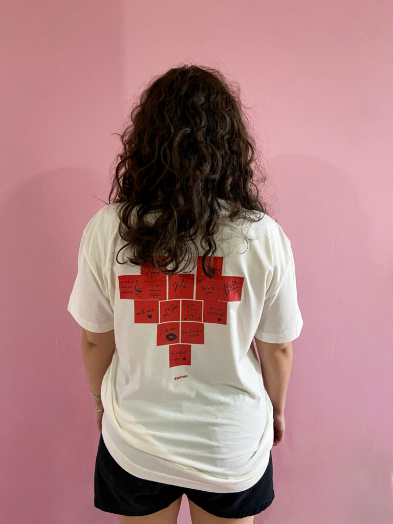 camiseta post it heart dia dos namorados