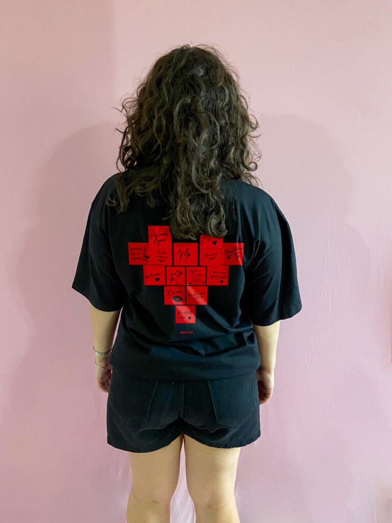 camiseta post it heart dia dos namorados
