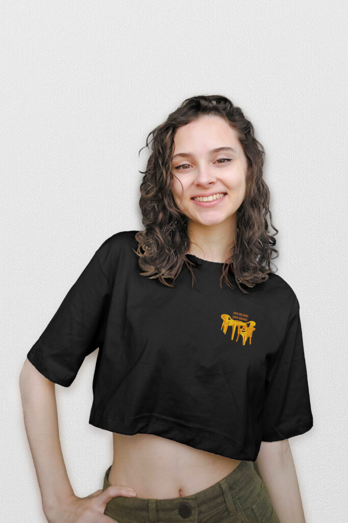 camiseta cadeira de bar